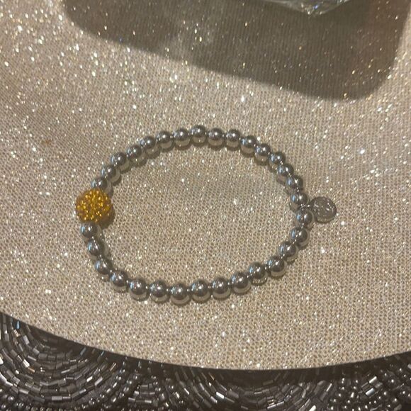 SILVER RUSTIC Cuff with Amber Gold Crystal Bead! - Picture 9 of 17